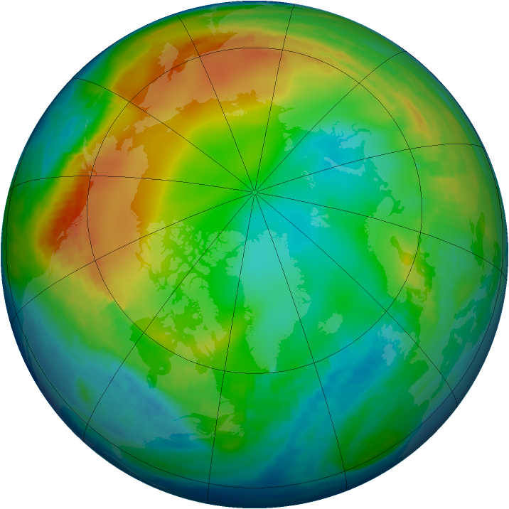 Arctic ozone map for 09 December 1984